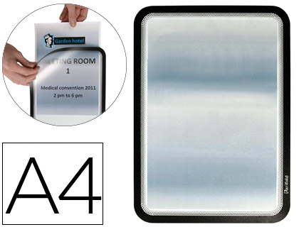 2 marcos porta anuncios Tarifold A4 negro dorso adhesivo removible